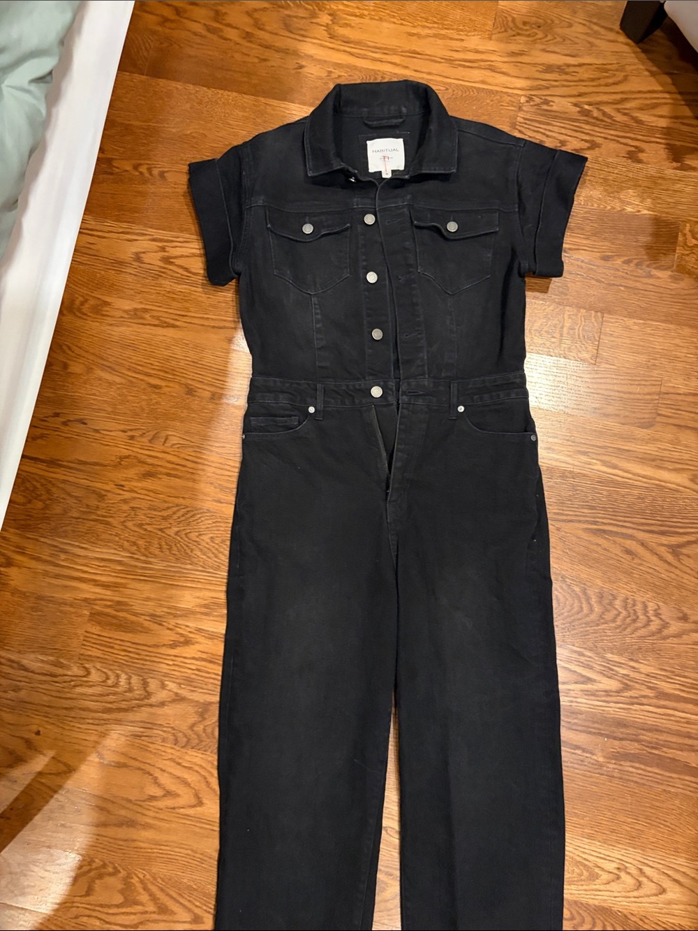 Habitual Black Short-Sleeve Denim Overalls